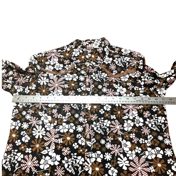 COWGIRL UP 100% Cotton Floral Western Shirt w/ Brown Lace Detail XL - Picture 7 of 13